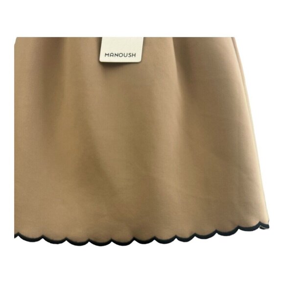 Manoush Neoprene Pleated A-Line Skirt Tan/ Black Scalloped Edges Sz 38 FR (US 6) - Picture 6 of 11